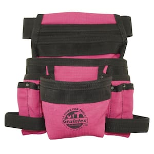 Pink Canvas 10-Pocket Finisher Tool Pouch with Belt