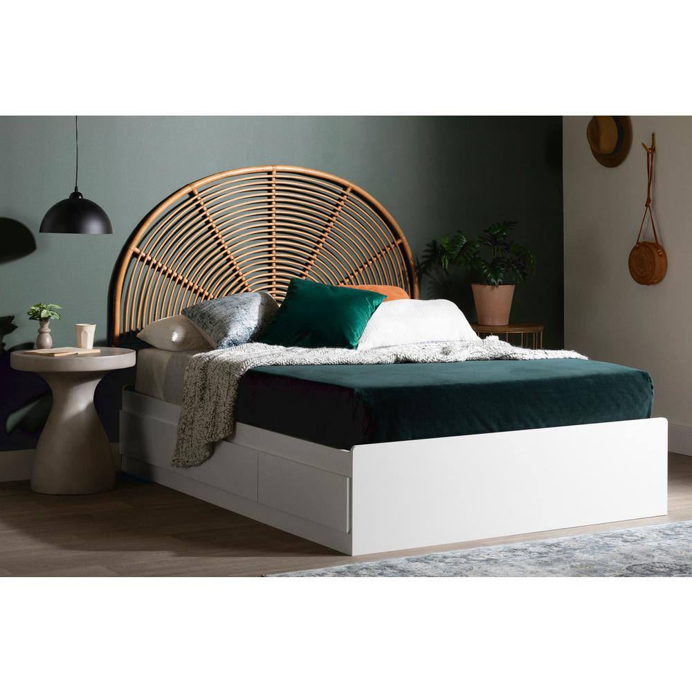 Natural Rattan Rainbow Wall-Mounted Twin Headboard