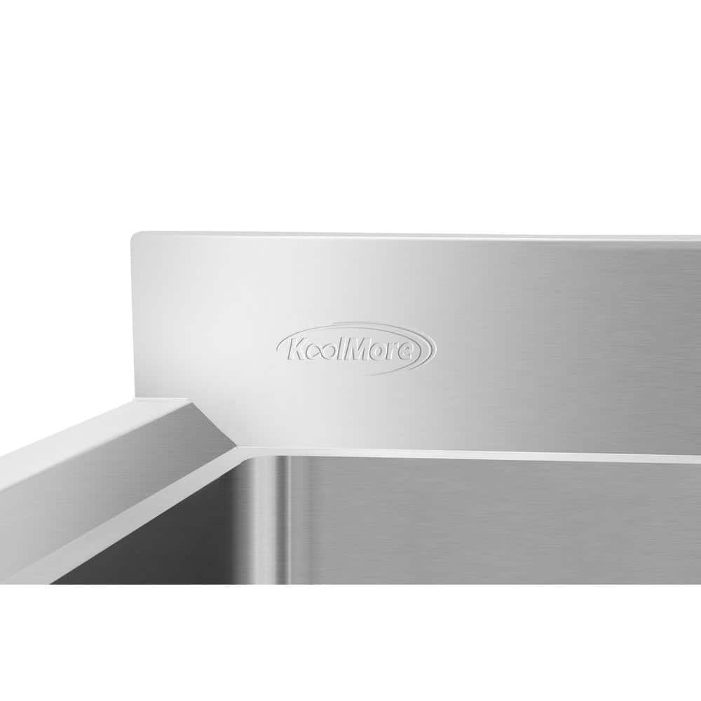 60 in. Stainless Steel Commercial Bar Sink with Copper Faucet and Dual Drainboards