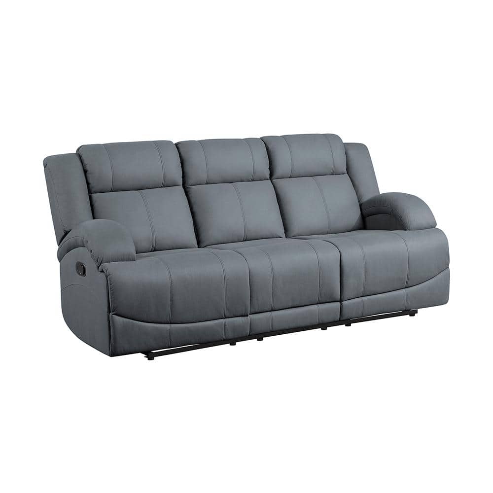 Brennen Transitional Graphite Blue Microfiber Reclining Sofa