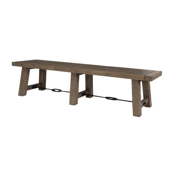 Benjara 18 in. Distressed Gray Handcrafted Reclaimed Wood Dining Bench