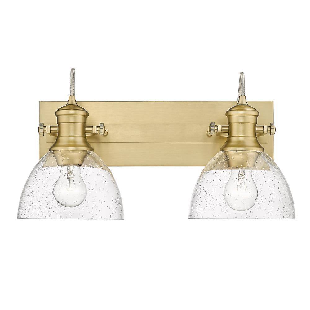 Hines 17.88 in. Brushed Champagne Bronze Semi-Flush Mount with Seeded Glass
