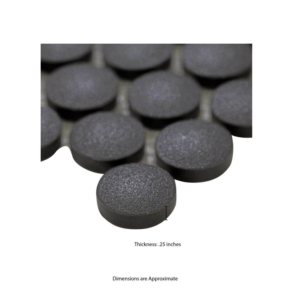 Nero Matte Black Penny Round Porcelain Mosaic Tile 12x13