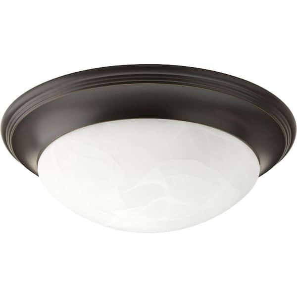 3-Light Antique Bronze Flush Mount with Alabaster Glass