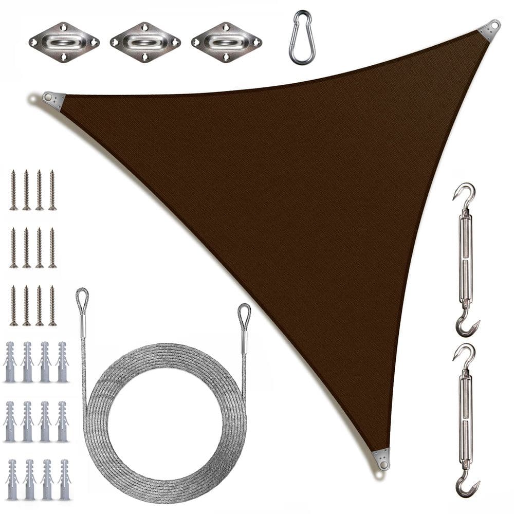 Super Ring 28 ft. x 28 ft. x28ft. Triangle Sun Shade Sail with Hardware Kit and Cable-Brown price history on PriceWatchPro
