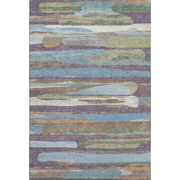 Mayfield Premium Machine Washable Abstract AMF2542 Purple 10 ft. x 14 ft. Area Rug