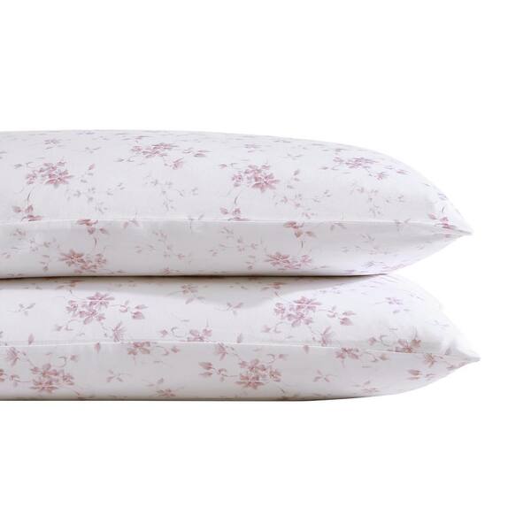 Laura Ashley Garden Muse 2Piece Pink Cotton Pillowcase Pair USHSHC1223676 The Home Depot