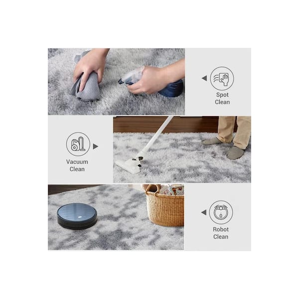 Fluffy and Sheepskin Light Grey 8 x 10 ft. Gray Faux Fur Shag Rug, Non-Slip Tie Dye Plush Fuzzy for Bedroom Kids