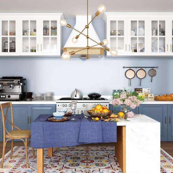 Modern Brass Gold Bedroom Chandelier, 6-Light Sputnik DIY Tiered Dining Room Chandelier Pendant Light Fixture