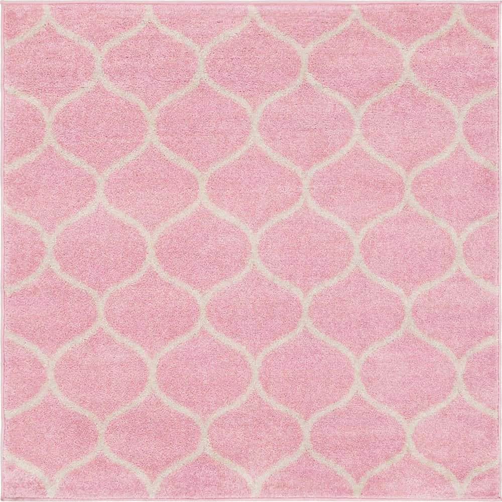 Unique Loom Trellis Frieze Rounded Light Pink 7' 0 x 7' 0 Rug 3151546 ...