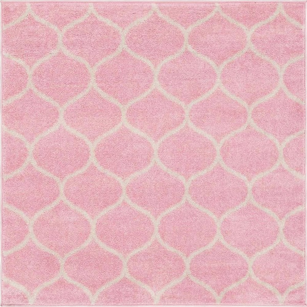 Unique Loom Trellis Frieze Rounded Light Pink 7' 0 x 7' 0 Rug