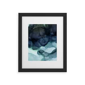UtArt Night Blue Flowing Framed Abstract Art Print 24inX36 in.