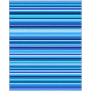 Crayola Stripe Blue 7 ft. 10 in. x 9 ft. 10 in. Area Rug