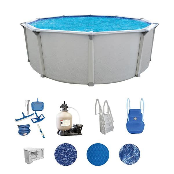 Huntington 24 ft. Round 54 in. Deep Above Ground Hard Sided Deluxe Pool Package