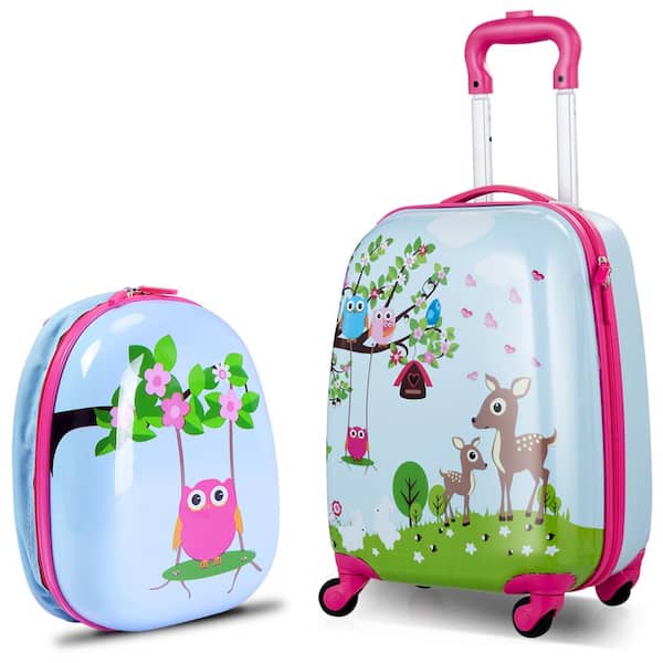 2-Piece 12 in. Kids Luggage Set Backpack and Rolling Suitcase Travel ABS