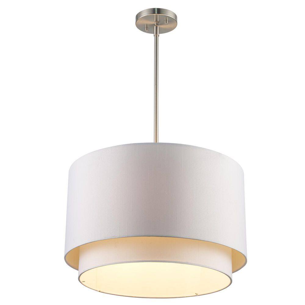 Schiffer Brushed Nickel 18" Drum Pendant with Ivory Shade