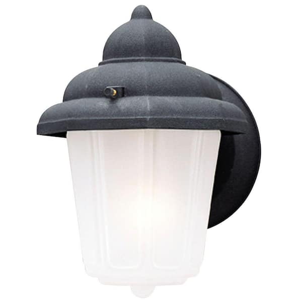 Westinghouse 1-Light Textured Black on Cast Aluminum Exterior Wall Lantern Sconce with Frosted Glass