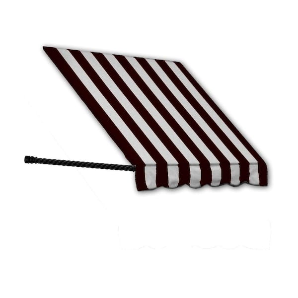 4.38 ft. Wide Santa Fe Twisted Rope Arm Window/Entry Fixed Awning (56 in. H x 36 in. D) Black/White
