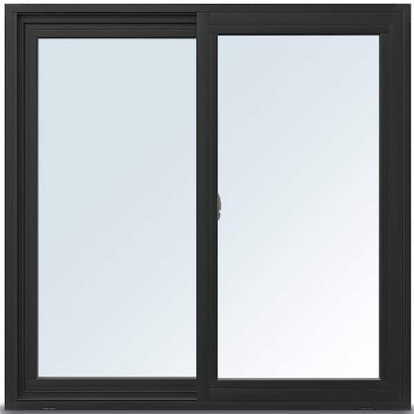 Andersen 35-1/2 in. x 35-1/2 in. 100 Series XO (Active Left) Black Gliding Composite Window w/Black Int & Hdw, Smartsun Glass