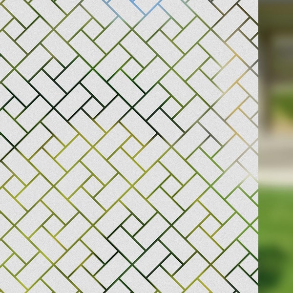 23.6 in. W x 78 in. L Frosted Herringbone Square Decorative Window Film