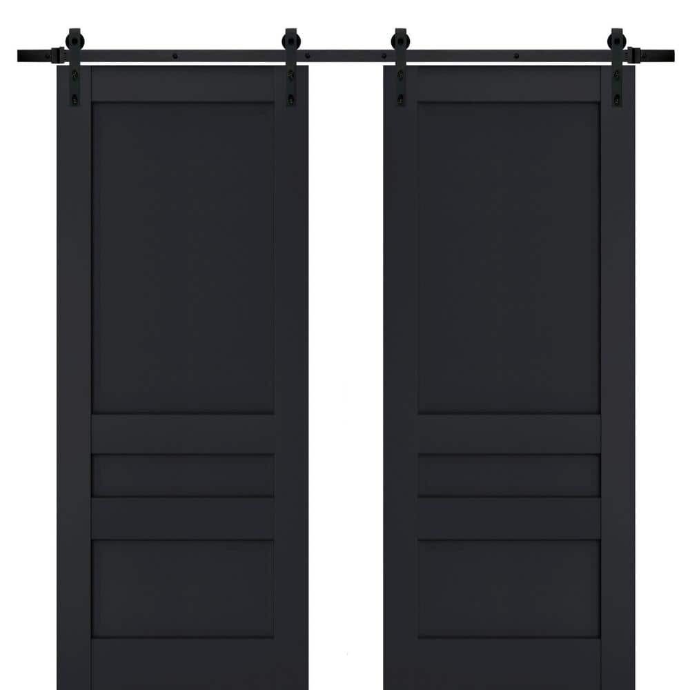 Assemble Required 24 in. x 84 in. 2-Panel Antracite Solid Wood Sliding Barn Door with Hardware Kit price history on PriceWatchPro