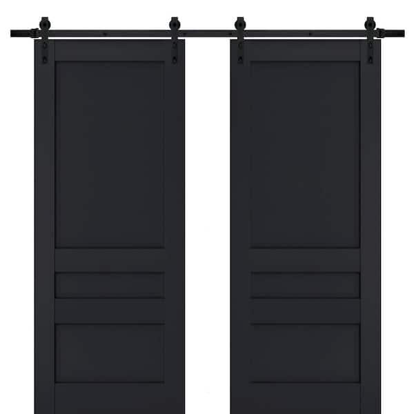 Sartodoors 30 in. x 84 in. 2 Panel Antracite Solid Wood Sliding Barn Door with Hardware Kit