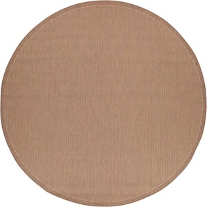 Recife Saddle Stitch Cocoa-Natural 8 ft. x 8 ft. Round Indoor/Outdoor Area Rug