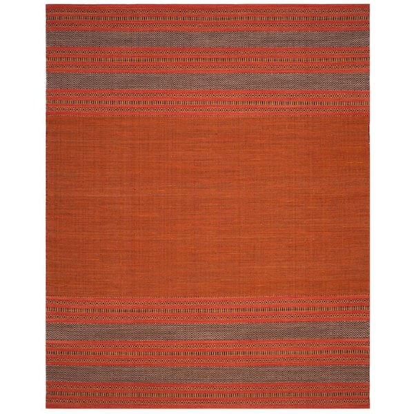 SAFAVIEH Montauk Orange/Red 9 ft. x 12 ft. Border Striped Area Rug