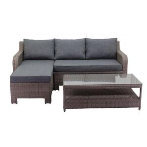 Canyon Bay Gray 2-Piece Set Aluminum Outdoor Loveseat Daybed Combo with Gray Cushions