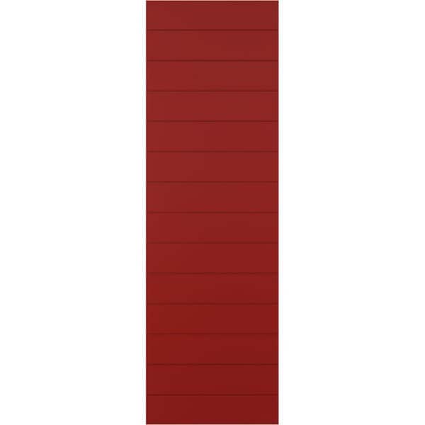 Ekena Millwork 12 in. x 44 in. True Fit PVC Horizontal Slat Modern Style Fixed Mount Board and Batten Shutters, Fire Red (Per Pair)