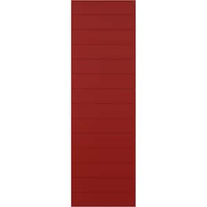 12 in. x 53 in. True Fit PVC Horizontal Slat Modern Style Fixed Mount Board and Batten Shutters, Fire Red (Per Pair)
