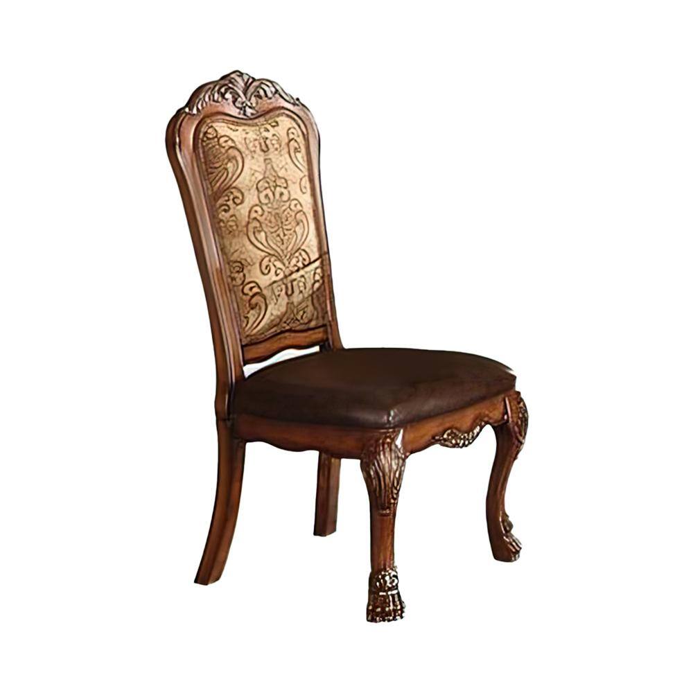 Cherry Oak Dresden High-Back Faux Leather Side Chair
