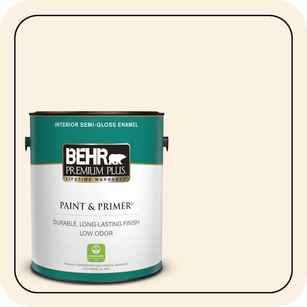 BEHR PREMIUM PLUS 1 gal. #PWN-13 Fine Porcelain Semi-Gloss Enamel Low Odor Interior Paint & Primer