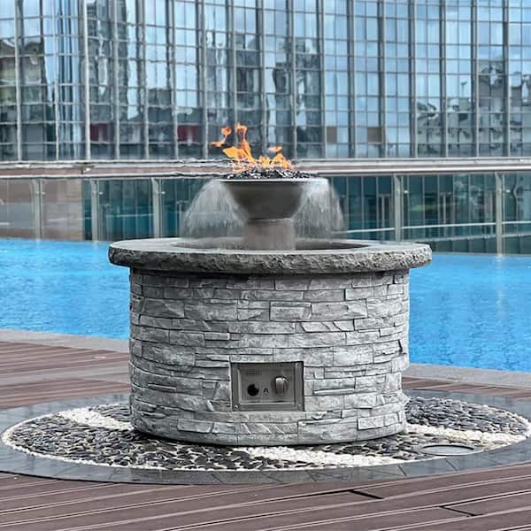PROKAn Aquaflame European Ledge Water and Fire Pit ACFFT38-LP-A