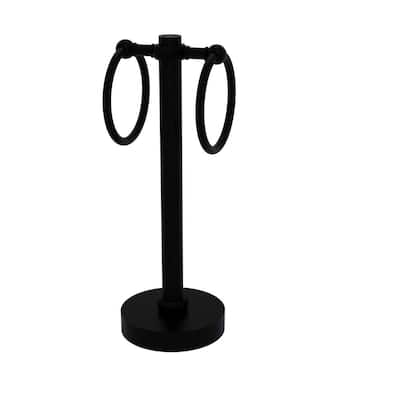 Vanity Top 2 Towel Ring Guest Towel Holder with Twisted Accents in Matte Black
