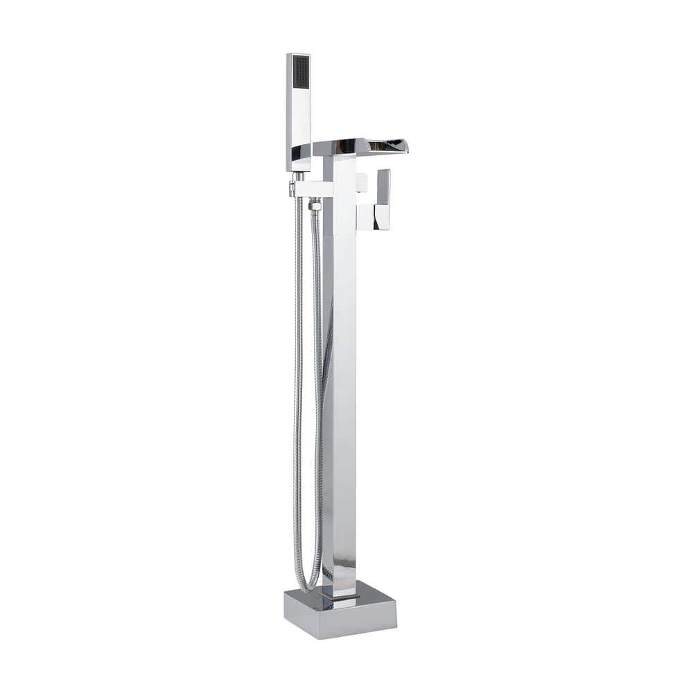 Cahaba Dima Single-Handle Freestanding Waterfall Tub Faucet with Handshower in Polished Chrome - 1