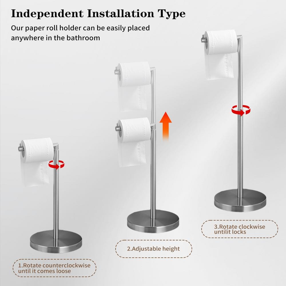 Nickel Freestanding Stainless Steel Toilet Paper Holder with Shelf