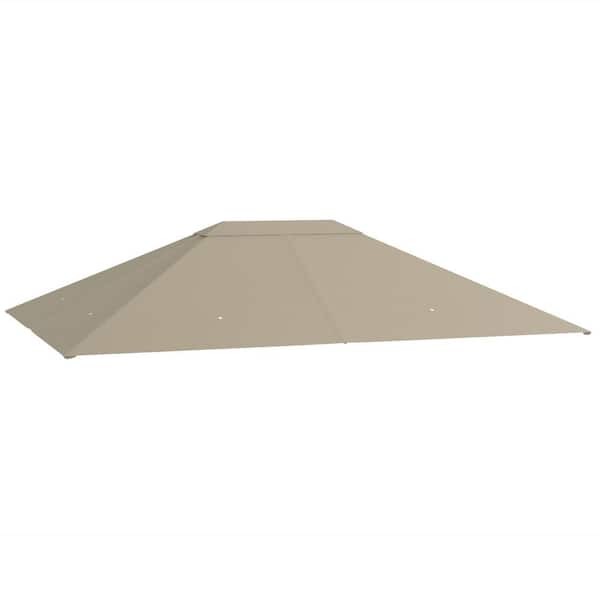 Outsunny 10 ft. x 13 ft. Outdoor Gazebo Cover Top Roof Replacement with Vents and Drain Holes, (Top Cover Only), Khaki
