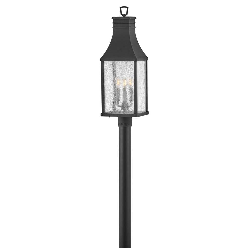 Museum Black Aluminum Outdoor Pier Mount Light with Clear Seedy Glass