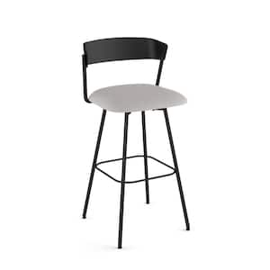 Ludwig 25.875 in. Light Grey Polyester / Black Metal Swivel Counter Stool