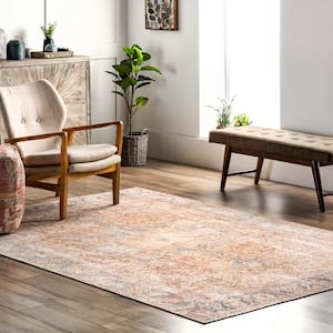 Brianna Rust 7 ft. 6 in. x 10 ft. Traditional Distressed Indoor Area Rug
