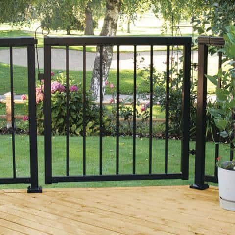 42 in. x 40 in. Black Aluminum Deck Railing Picket Gate