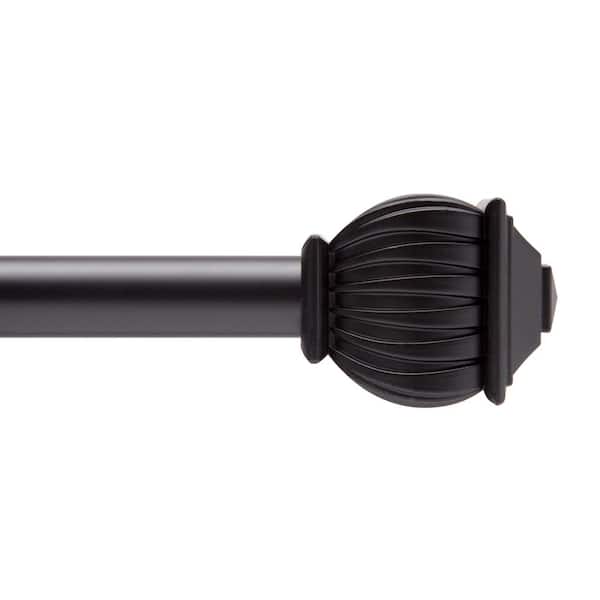 Kenney Benji 28 in. - 48 in. Adjustable Single Curtain Rod 5/8 in. Diameter in Black with Soft Square