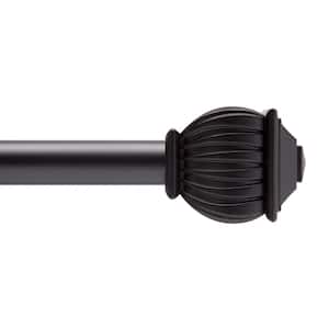 Benji 48 in. - 86 in. Adjustable 5/8 in. Single Decorative Curtain Rod in Black with Soft Square Finial