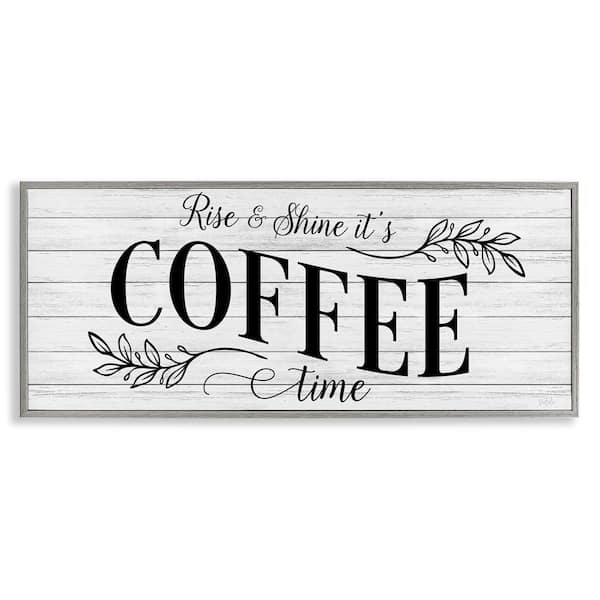 Rise & Shine Coffee Time by Natalie Carpentieri Gray Framed Food Giclee Art Print 10 in. x 24 in.