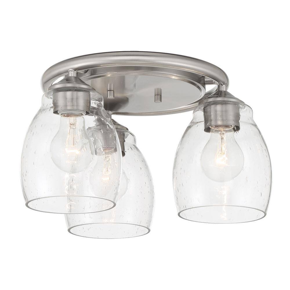 Winsley Brushed Nickel 3-Light Semi-Flush Mount with Clear Seeded Glass