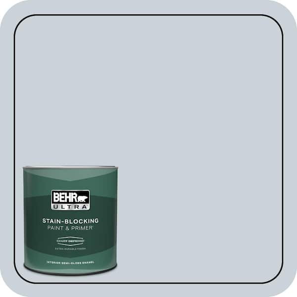 BEHR ULTRA 1 qt. #N480-1 Light Drizzle Extra Durable Semi-Gloss Enamel Interior Paint & Primer