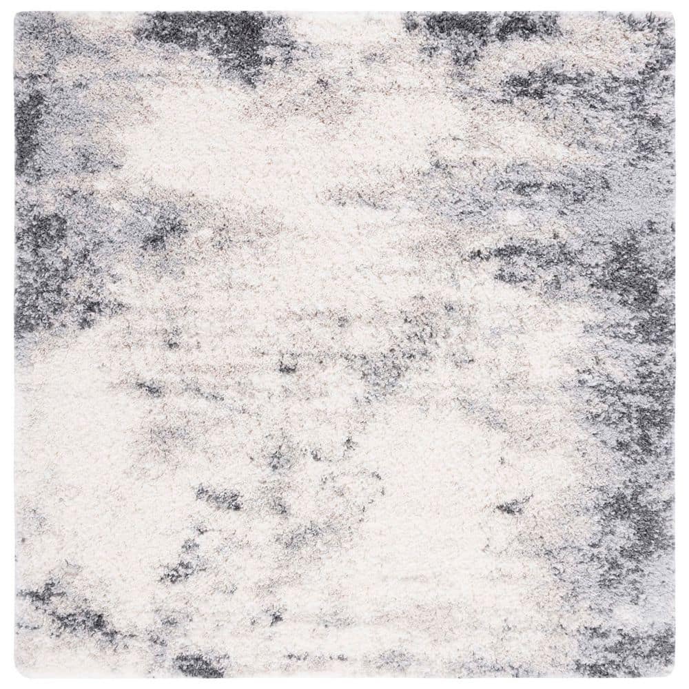 Fontana Shag 7 ft. x 7 ft. Ivory/Gray Abstract Distressed Square Area Rug price history on PriceWatchPro