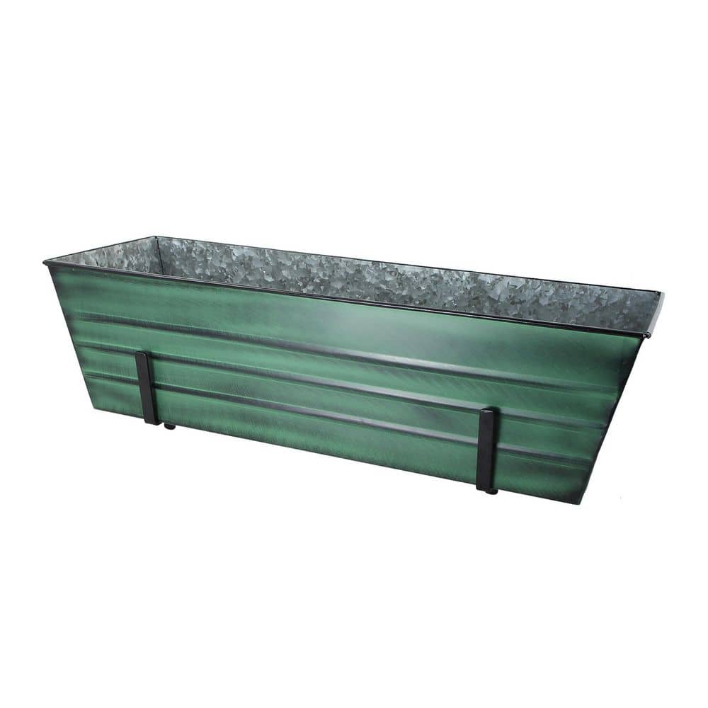 Large Galvanized Steel Flower Box with Brackets for 2 x 6 Railings 35 in. 25 in. Wide Green price history on PriceWatchPro
