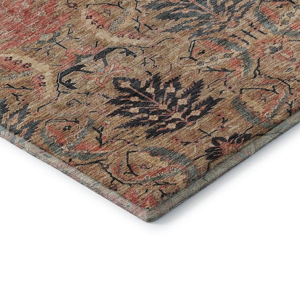 Mayfield Premium Machine Washable Abstract AMF1082 Khaki 2 ft. 3 in. x 7 ft. 6 in. Runner Rug